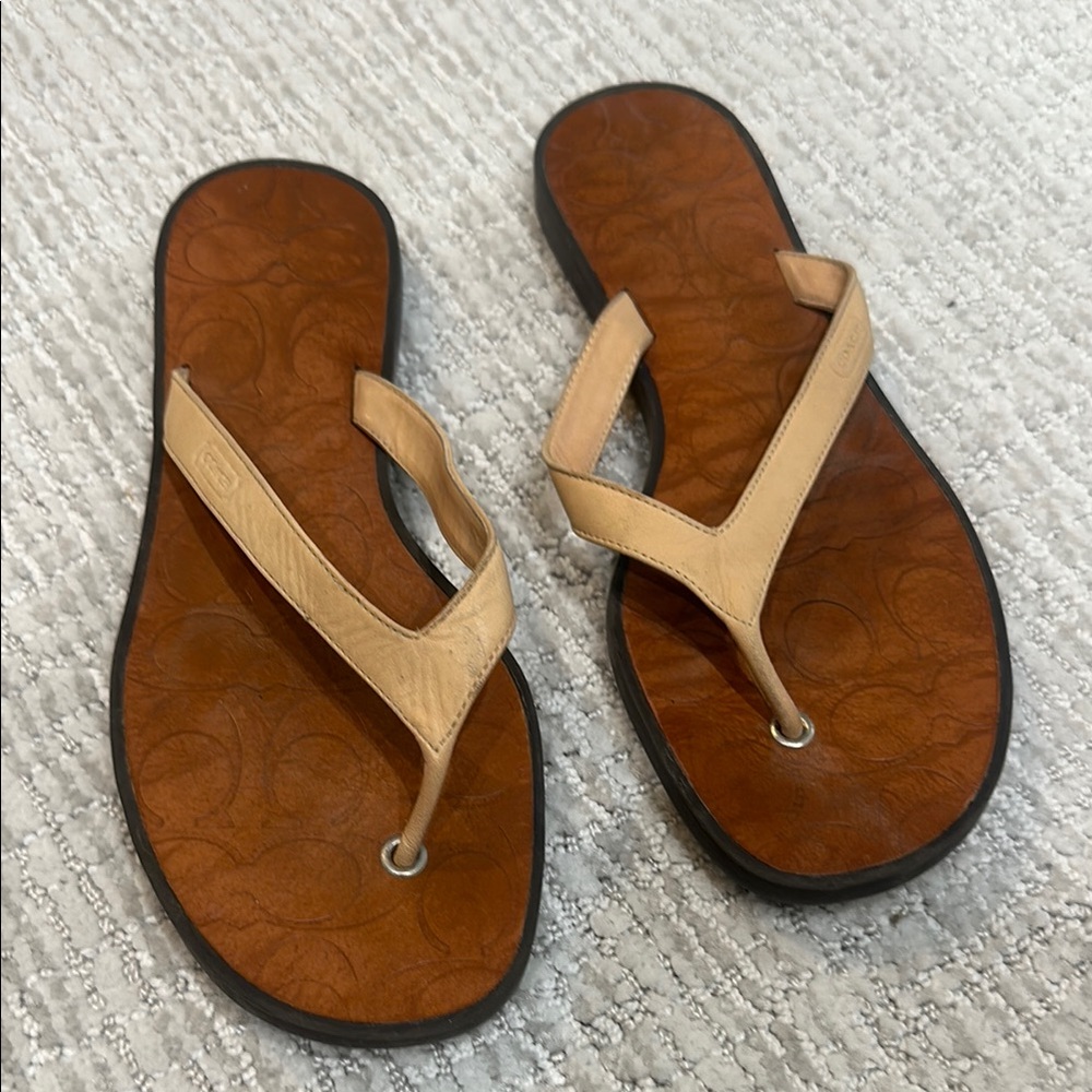 Coach Tan and Brown Sandals BRAND NEW never worn
